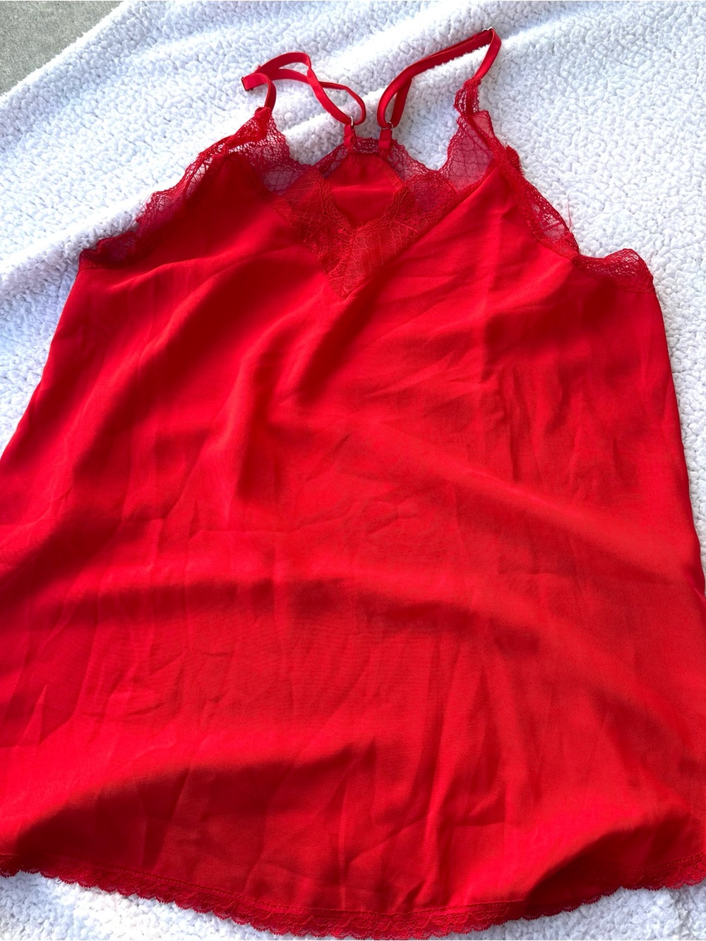 Red Lace-Trim Chemise Slip - Women's Intimates